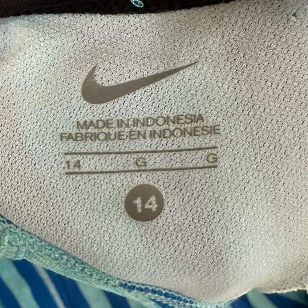 Nike Blue Striped Tie-Back Tankini Top with Built-In Bra – Women’s Size 14